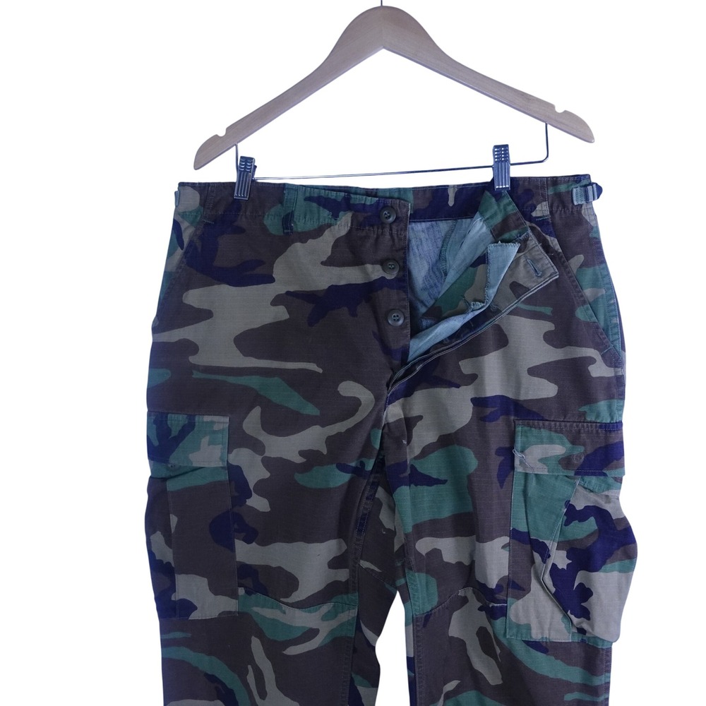 US Military BDU Cargo Pants Woodland Camo Ripstop Large Short 35-39 Waist Mens